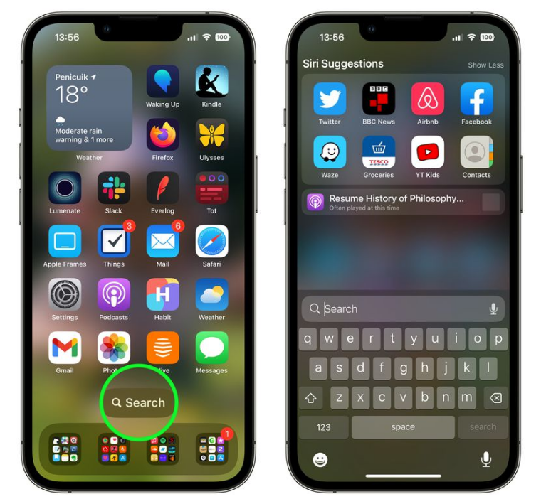 扎鲁特苹果手机维修分享升级到 iOS 16 后，如何删除主屏幕上的搜索按钮 