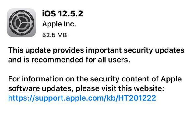 扎鲁特苹果手机维修分享iOS12.5.2发布，建议所有老苹果用户安装 